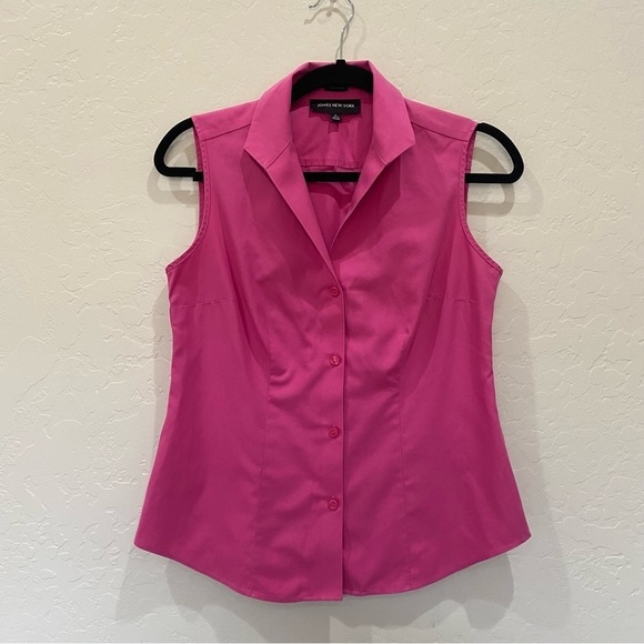 jones New York Sleeveless Button Down Plus Non Iron Pink Size 0 - Picture 1 of 6